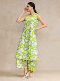 Floral Printed V Neck Sleeveless Kurta With Palazzo