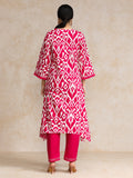 Ikat Printe Boho Flared Sleeve Kurta With Trouser