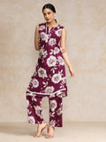 Floral Printed Sleeveless Kurta With Trouser