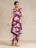 Floral Printed Sleeveless Kurta With Trouser