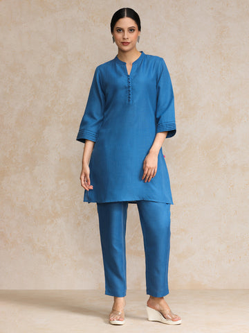 Mandarin Collar Flared Sleeve Kurta With Trouser