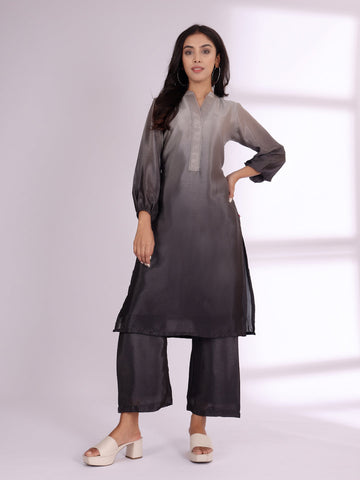 Varanga Women Ombre Balloon Sleeve Kurta With Trouser