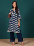 Varanga Women Ethnic Floral Printed With Zari & Sequin Detail Kurta With Trouser