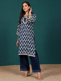 Varanga Women Ethnic Floral Printed With Zari & Sequin Detail Kurta With Trouser