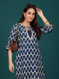 Varanga Women Ethnic Floral Printed With Zari & Sequin Detail Kurta With Trouser