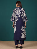 Varanga Women Abstract Printed V Neck Flared Sleeve Kurta With Trouser