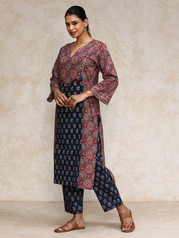 Varanga Women Ethnic Jaipuri Printed, Two Print Gota Embelished Kurta With Trouser