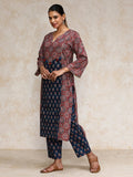 Varanga Women Ethnic Jaipuri Printed, Two Print Gota Embelished Kurta With Trouser
