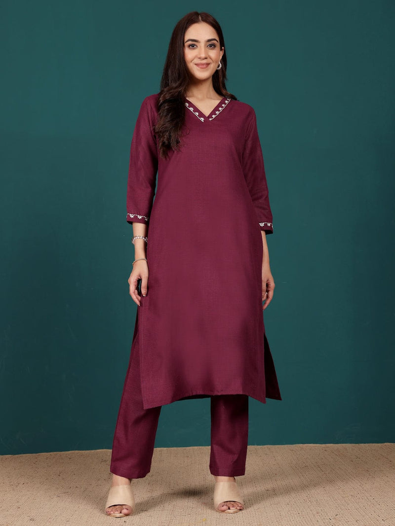 Varanga Women Kantha And Floral Embroiderd Kurta With Trouser