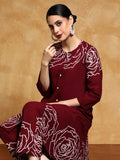 Varanga Women-Bold Floral Placement Printed Flared Kurta With Trouser