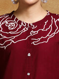 Varanga Women-Bold Floral Placement Printed Flared Kurta With Trouser