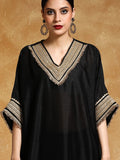Varanga Women-Zari Embroidered Lace Neck Flared Kaftan With Trouser