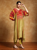 Varanga Women-Floral & Stripper Printed With Shell & Bead Embroidery Kaftan & Trouser