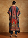 Varanga Women-Zari & Sequin Detailed Ethnic Printed Flared Kaftan With Trouser