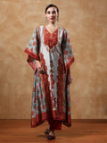 Varanga Women Lace Detailed Ethnic Printed Flared Kaftan With Trouser