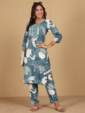 Varanga Women Round Neck Bold Print Kurta Set