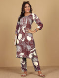 Varanga Women Round Neck Bold Print Kurta Set