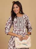 Varanga Women Thread Embroidered Yoke Floral Printed Kurta with Trouser