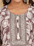Varanga Women Thread Embroidered Yoke Floral Printed Kurta with Trouser