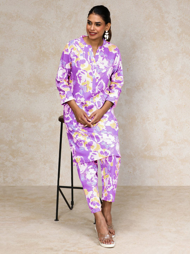KSUT Women Abstract Printed Apple Hem Kurta with Trouser Coord Set
