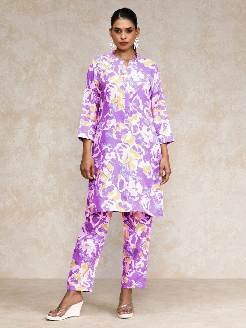 KSUT Women Abstract Printed Apple Hem Kurta with Trouser Coord Set
