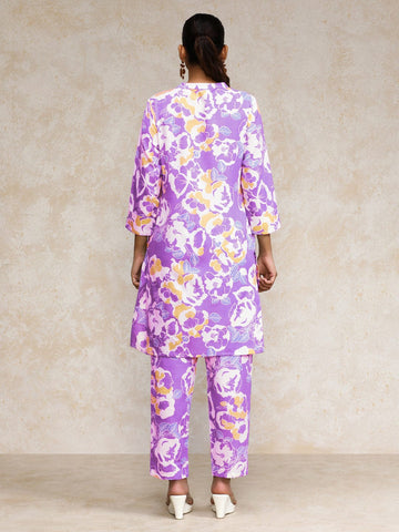 KSUT Women Abstract Printed Apple Hem Kurta with Trouser Coord Set