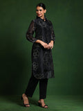 Varanga Women Bandhani Printed Regular Chanderi Silk Kurta with Trousers