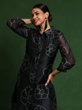 Varanga Women Bandhani Printed Regular Chanderi Silk Kurta with Trousers