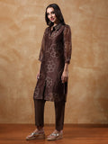 Varanga Women Bandhani Printed Regular Chanderi Silk Kurta with Trousers
