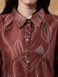 Varanga Women Bandhani Printed Regular Chanderi Silk Kurta with Trousers
