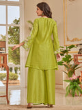 Varanga Women Floral Thread Embroiderd Kurta With Flared Palazzo