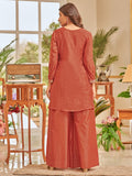 Varanga Women Floral Thread Embroidered Flared Kurta With Palazzo