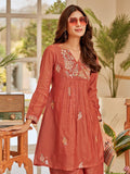 Varanga Women Floral Thread Embroidered Flared Kurta With Palazzo