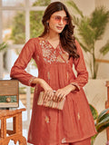 Varanga Women Floral Thread Embroidered Flared Kurta With Palazzo