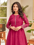 Floral Motif Thread Embroidered Flared Kurta With Palazzo
