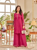 Floral Motif Thread Embroidered Flared Kurta With Palazzo