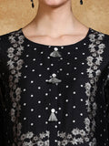 Floral And Polka Dot Printed Round Neck Kurta With Solid Trousers