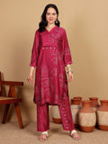 Varanga Women Bandhani Printed With Cuban Collar Regular Fit Kurta With Tassle Detail