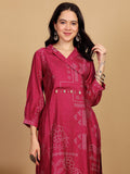 Varanga Women Bandhani Printed With Cuban Collar Regular Fit Kurta With Tassle Detail