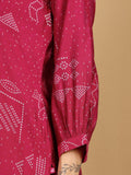Varanga Women Bandhani Printed With Cuban Collar Regular Fit Kurta With Tassle Detail