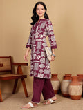 Varanga Women Printed Kurta With Pin-Tucks On Neck And Cuff With Delicate Lace Details Paired With Solid Trouders