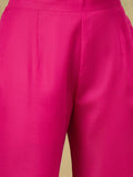 varanga Women Straight Kurta With Embroidery On Neck Paired With Solid Trousers