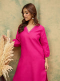 varanga Women Straight Kurta With Embroidery On Neck Paired With Solid Trousers