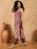 Varanga Women Spaghetti Strap Straight Floral Kurta With Trousers