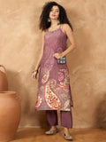 Varanga Women Spaghetti Strap Straight Floral Kurta With Trousers