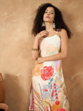Varanga Women Spaghetti Strap Straight Floral Kurta With Trousers