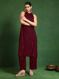 Varanga Women Halter Neck Straight Lurex Kurta with trouser