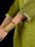 Varanga C-Cut Kurta With Zari Embroidery, Paired With Ankle-Length Trousers .