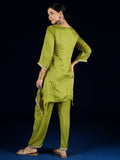 Varanga C-Cut Kurta With Zari Embroidery, Paired With Ankle-Length Trousers .