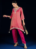 Varanga C-Cut Kurta With Zari Embroidery, Paired With Ankle-Length Trousers .
